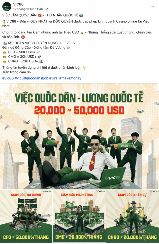 Mức lương siêu cao của VIC88